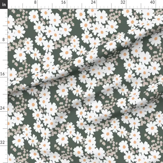 Various Fabrics by the Yard or Fat Quarter Summer Daisies Boho Daisy Flowers Green Modern Blossom Custom Printed Fabric by Spoonflower {1}