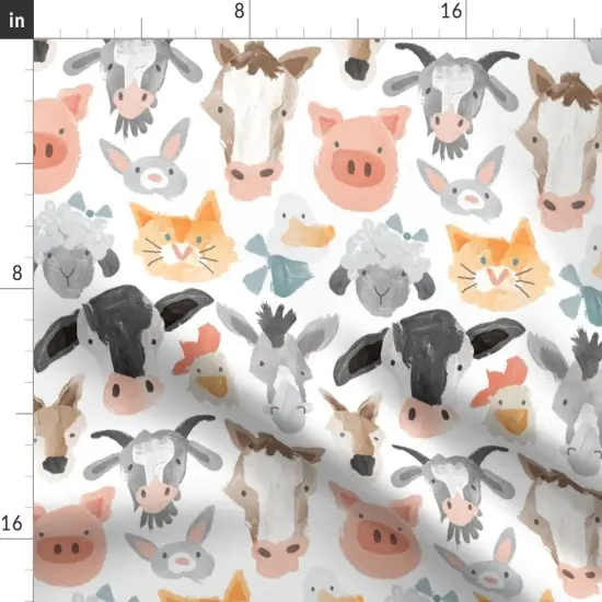 Various Fabrics by the Yard or Fat Quarter Farm Animals Cute Barnyard Watercolor Whimsical Custom Printed Fabric by Spoonflower {2}