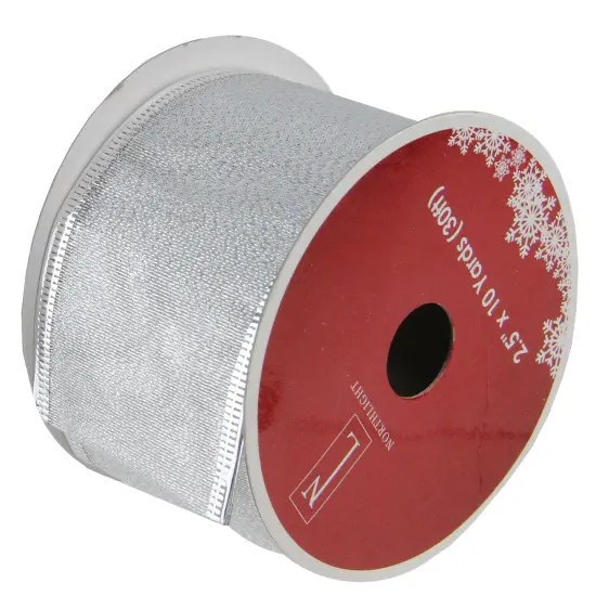 Northlight Pack of 12 Shimmering Silver Wired Christmas Craft Ribbon Spools 2.5" x 120 Yards {1}