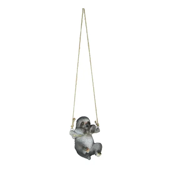 Hand-Painted Resin Sculpture Three-Toed Sloth Hanging Statue With Rope Hanger {1}