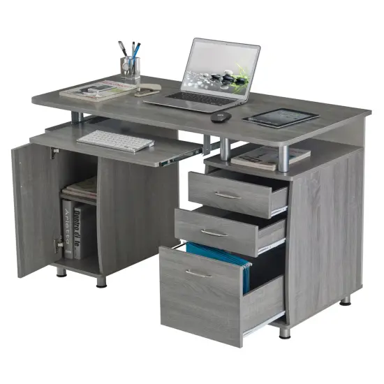Techni Office Solutions 47.5" Gray Unique Techni Mobili Complete Workstation Computer Desk with Storage {5}