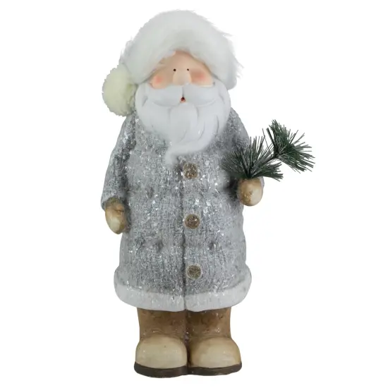 Northlight Ceramic Santa Holding Pine Sprig Christmas Figure - 18" Brown {1}
