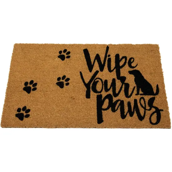 Northlight Natural Coir "Wipe Your Paws" Outdoor Doormat 18" x 30" Brown {4}