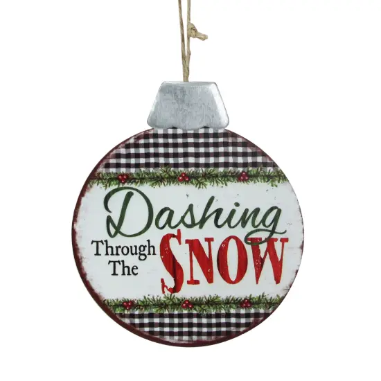 Burton and Burton 7" Black and White "Dashing Through The Snow" Metal Christmas Ornament {1}