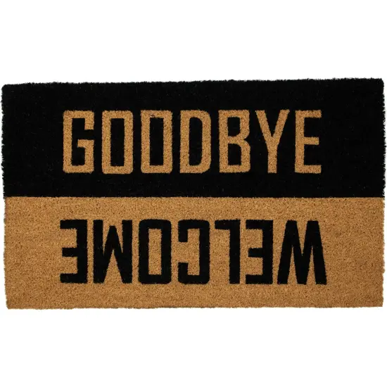 Northlight Natural Coir "Welcome Goodbye" Outdoor Doormat 18" x 30" Black {4}