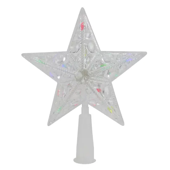 Northlight 7.5" Pre-Lit Clear Jeweled Star Battery Operated Christmas Tree Topper - Multicolor Lights {1}