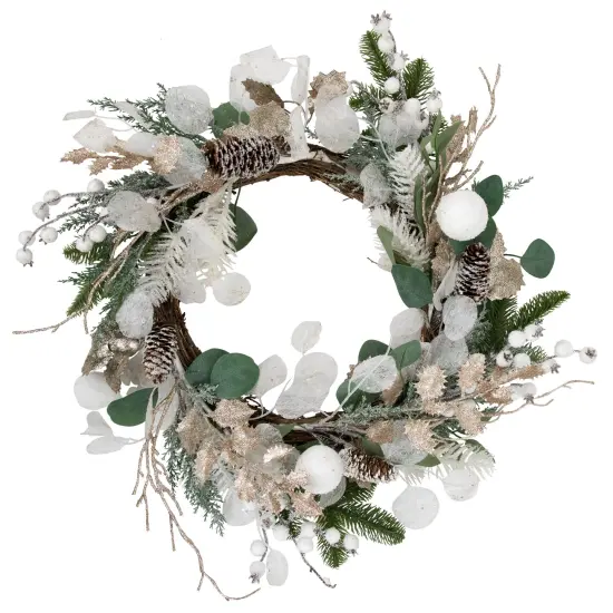 Northlight Sage Green and White Artificial Christmas Wreath, 24-Inch, Unlit {1}