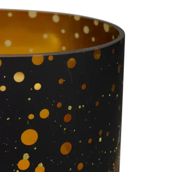 Northlight 6" Black and Gold Deer and Pine Trees Flameless Glass Candle Holder {5}