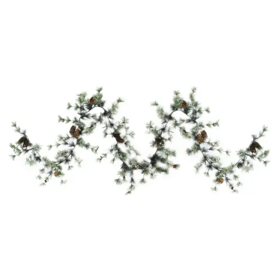 Allstate Frosted Pine with Pine Cones Artificial Christmas Garland - 9.5' - Unlit Green {1}