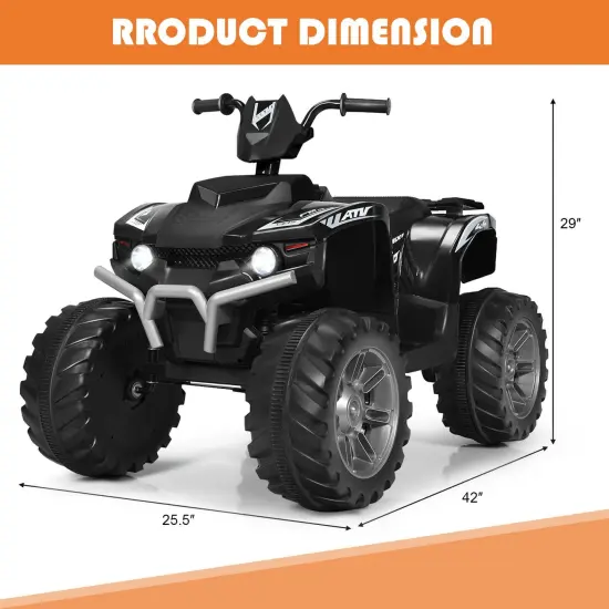 Iron Kids ATV Ride-On with Music, USB and 2 Speeds Black {4}