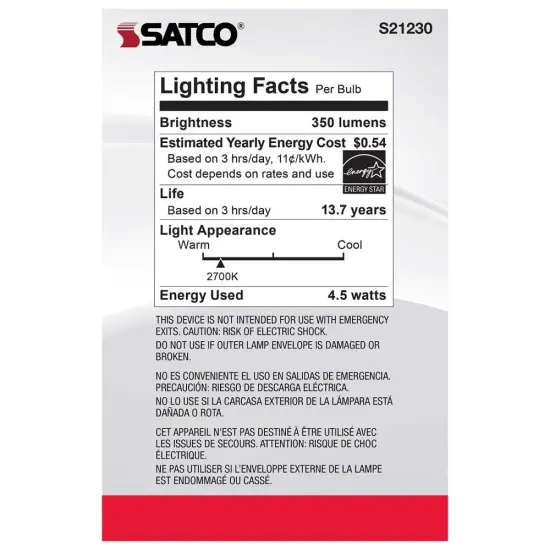 6Pk - Satco 4.5w G25 Globe LED 2700K E26 Medium Base White Dimmable - 40w equiv Warm White {5}