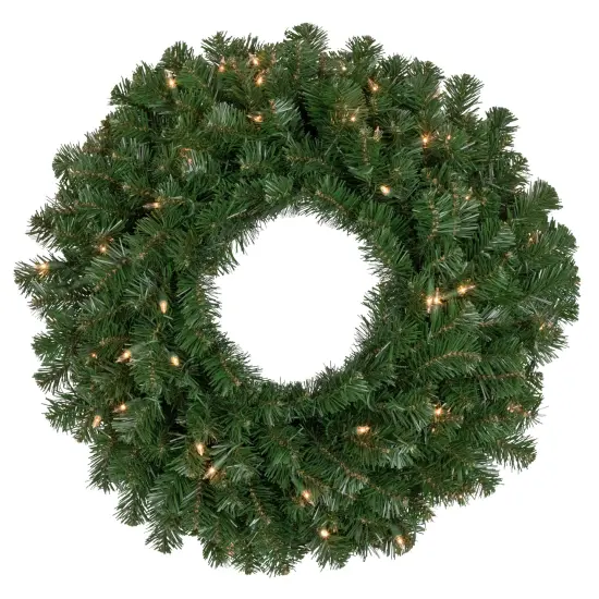 Northlight Pre-Lit Deluxe Windsor Pine Artificial Christmas Wreath - 30" - Clear Lights Green {1}