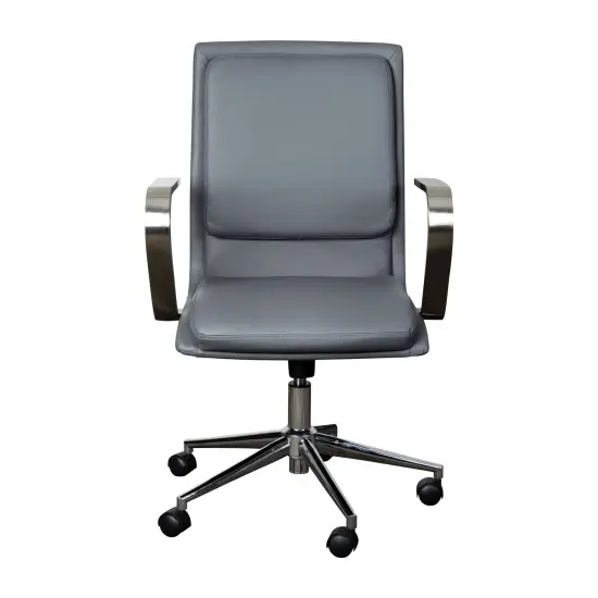 Merrick Lane Artemis Mid-Back Home Office Chair with Armrests, Height Adjustable Swivel Seat and Five Star Base Gray/Chrome {3}