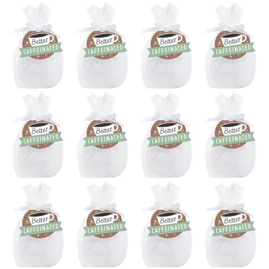 Big Dot of Happiness But First, Coffee - Cafe Themed Party Clear Goodie Favor Bags - Treat Bags With Tags - Set of 12 {7}