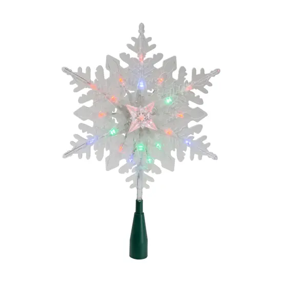 Kurt Adler 15" Lighted Three Dimensional Snowflake Christmas Tree Topper - Multi Colored Lights {1}
