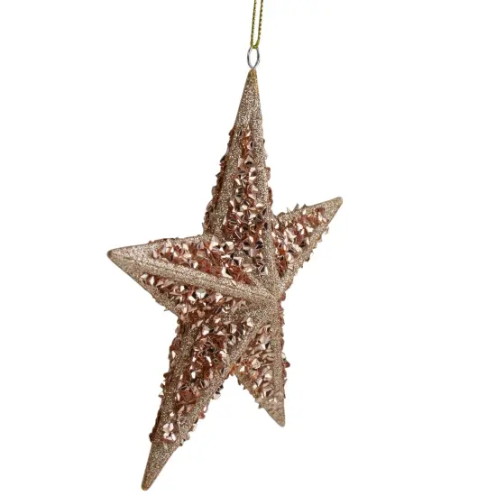 Northlight Star Shaped Glitter Sequin Christmas Ornament - 5.5" - Rose Gold {4}