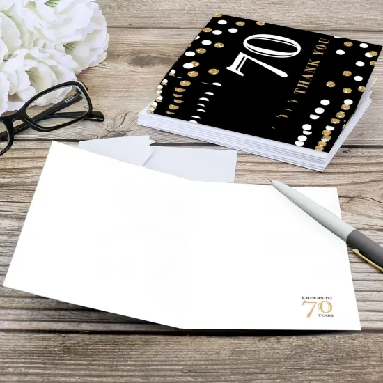 Big Dot of Happiness Adult 70th Birthday - Gold - Birthday Party Thank You Cards (8 count) {6}
