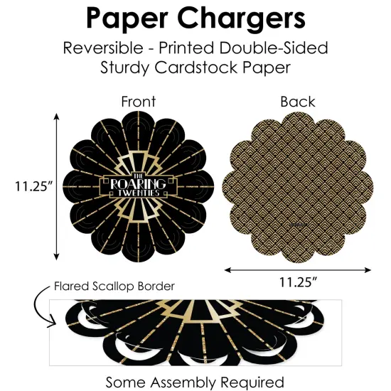 Big Dot of Happiness Roaring 20&rsquo;s - 1920s Art Deco Jazz Party Paper Charger & Table Decorations Chargerific Kit for 8 {6}