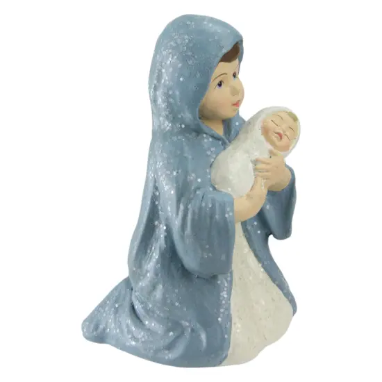 CC Home Furnishings 3.75" Glittered Kneeling Mary with Child Christmas Nativity Figurine Decoration White {3}