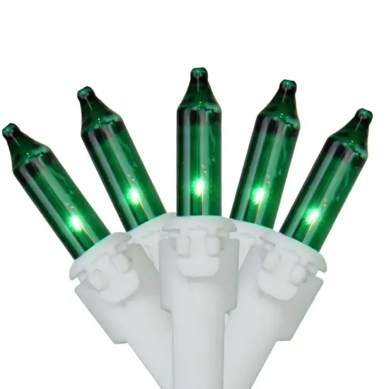 Brite Star Mini Christmas Light Set - 49.5ft - Green - White Wire - 100ct {1}