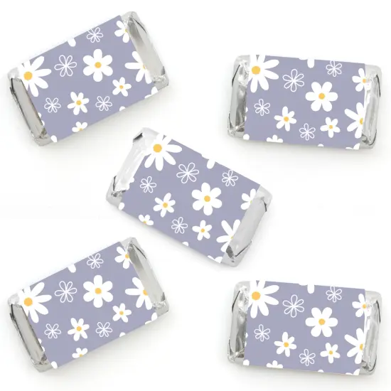 Big Dot of Happiness Purple Daisy Flowers - Mini Candy Bar Wrapper Stickers - Floral Party Small Favors - 40 Count {1}