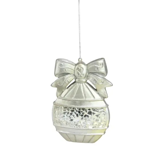 Melrose 4" Metallic Silver Mosaic Glass Disk Christmas Ornament {1}