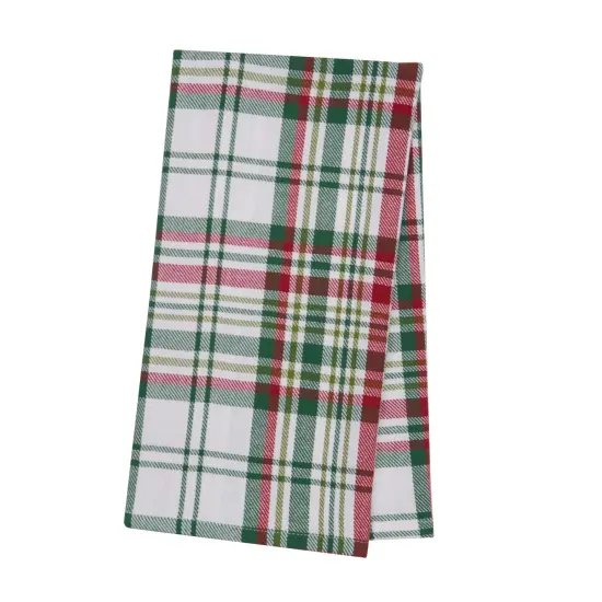 27' X 18" Joel Plaid Woven Cotton Kitchen Dish Towel Red White and Blue Plaid {1}