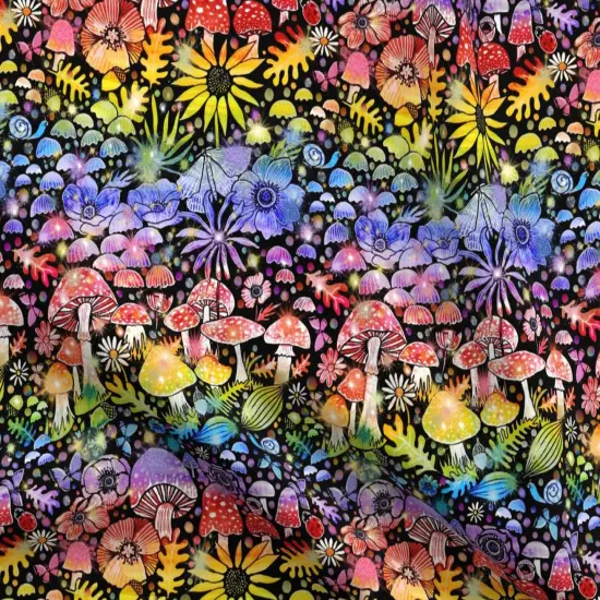 Various Fabrics by the Yard or Fat Quarter Rainbow Mushrooms Colorful Sunflower Anemone Botanical Woodland Red Blue Custom Printed Fabric by Spoonflower {5}