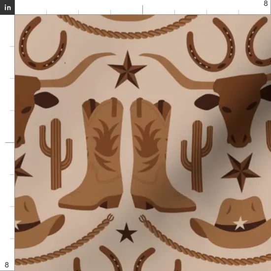 Various Fabrics by the Yard or Fat Quarter Western Cowboy Cowgirl Longhorn Southwest Earth Tone Cattle Horseshoe Desert Rustic Custom Printed Fabric by Spoonflower {4}