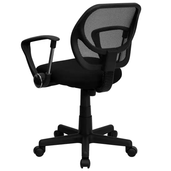 Emma and Oliver Mid-Back Mesh Swivel Task Office Chair with Curved Square Back and Arms Black {4}