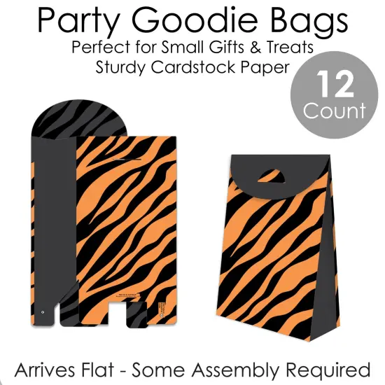 Big Dot of Happiness Tiger Print - Jungle Gift Favor Bags - Party Goodie Boxes - Set of 12 {7}