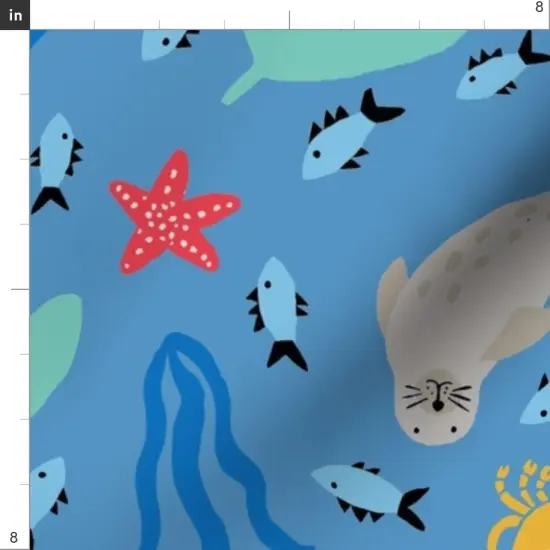 Various Fabrics by the Yard or Fat Quarter Sea Creature Whimsical Bright Colorful Ocean Nautical Coastal Custom Printed Fabric by Spoonflower {4}