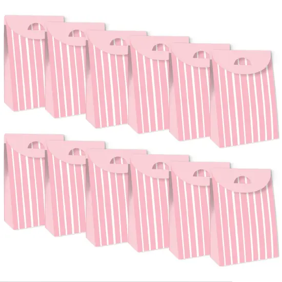Big Dot of Happiness Pink Stripes - Simple Gift Favor Bags - Party Goodie Boxes - Set of 12 {6}