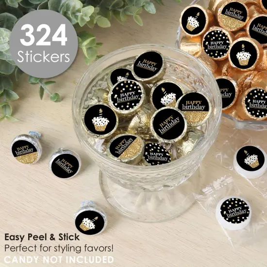 Big Dot of Happiness Adult Happy Birthday - Gold - Birthday Party Small Round Candy Stickers - Party Favor Labels - 324 Count {3}