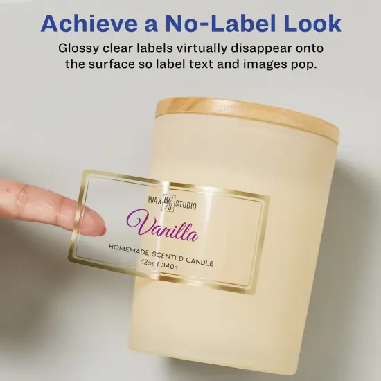 Avery Printable Glossy Clear Labels, 2" x 4" Rectangle Labels, Clear with Metallic Gold Border, Permanent Adhesive, Laser & Inkjet Compatible, 60 Blank Labels (6552) {2}