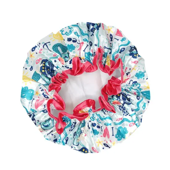 Wrapables Reusable Women's Waterproof Shower Caps for Long Hair Under the Sea {2}