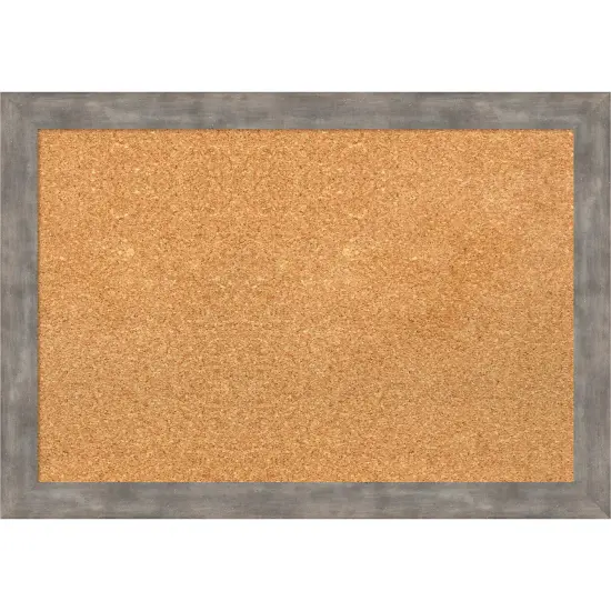 Marred Wood Framed Corkboard, Natural Cork Marred Pewter {7}