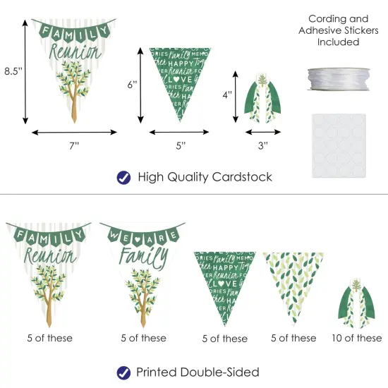 Big Dot of Happiness Family Tree Reunion - DIY Family Gathering Party Pennant Garland Decoration - Triangle Banner - 30 Pieces {4}