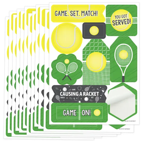Big Dot of Happiness You Got Served - Tennis - Baby Shower or Tennis Ball Birthday Party Favor Sticker Set - 12 Sheets - 120 Stickers {1}