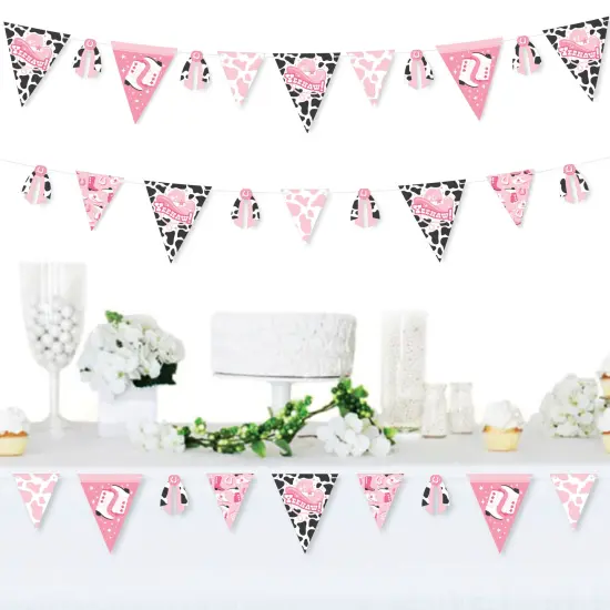 Big Dot of Happiness Rodeo Cowgirl - DIY Pink Western Party Pennant Garland Decoration - Triangle Banner - 30 Pieces {3}