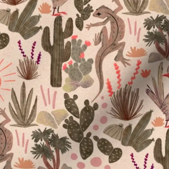 Various Fabrics by the Yard or Fat Quarter Desert Earth Tones Sun Lizards Cactus Garden Southwestern Custom Printed Fabric by Spoonflower {7}