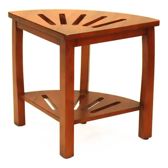 Oceanstar Corner Spa Bench Seat with Storage Shelf. Brown {6}