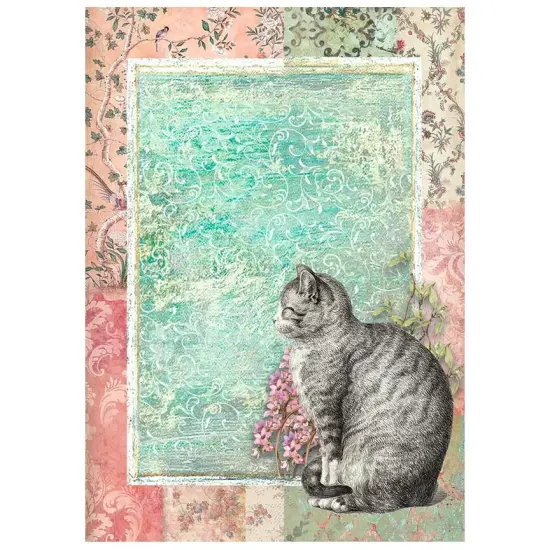 Stamperia Assorted Rice Paper Backgrounds A6 8/Pkg-Orchids And Cats {4}