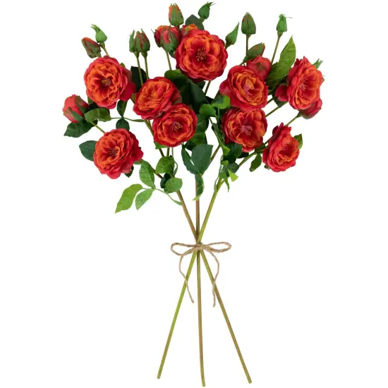 Northlight Real Touch&trade; Orange and Red Artificial Camellia Rose Floral Sprays, Set of 6 - 23" {6}
