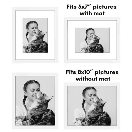 Americanflat Picture Frame Set with Mat - Set of 5 - Photo Frame Set of Five for Wall Display - Plexiglass Cover - Hanging Hardware {4}