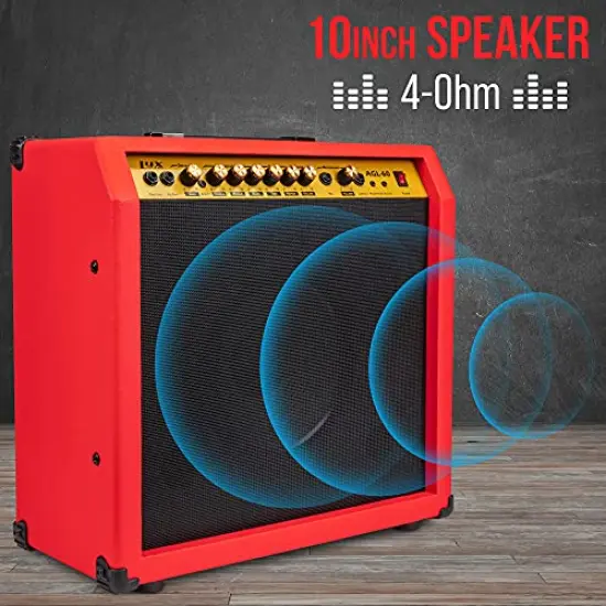 LyxPro Electric Guitar Amp, 60 Watt Portable Amplifier Red {2}