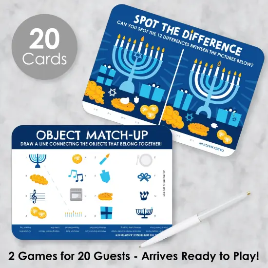 Big Dot of Happiness Hanukkah Menorah - 2-in-1 Chanukah Holiday Party Cards - Activity Duo Games - Set of 20 {3}