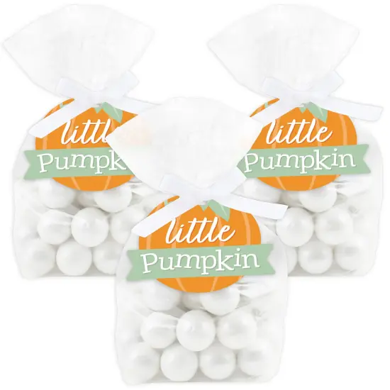 Big Dot of Happiness Little Pumpkin - Fall Birthday Party or Baby Shower Clear Goodie Favor Bags - Treat Bags With Tags - Set of 12 {1}