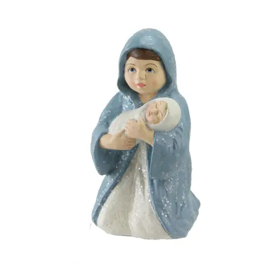 CC Home Furnishings 3.75" Glittered Kneeling Mary with Child Christmas Nativity Figurine Decoration White {1}