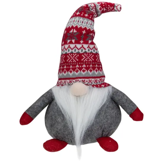 Northlight Lodge-Style Plush Gnome Christmas Figure - 17" - Red, Gray, and White {1}